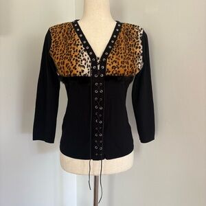 Velvet Animal Print Grommet Shirt